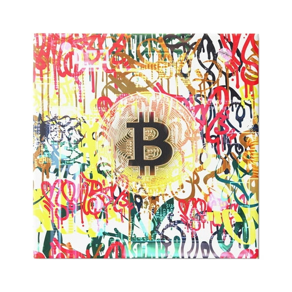 Stupell Urban Graffiti Bitcoin Symbol Beauty & Fashion Painting Gallery Wrapped Canvas Print Wall Art