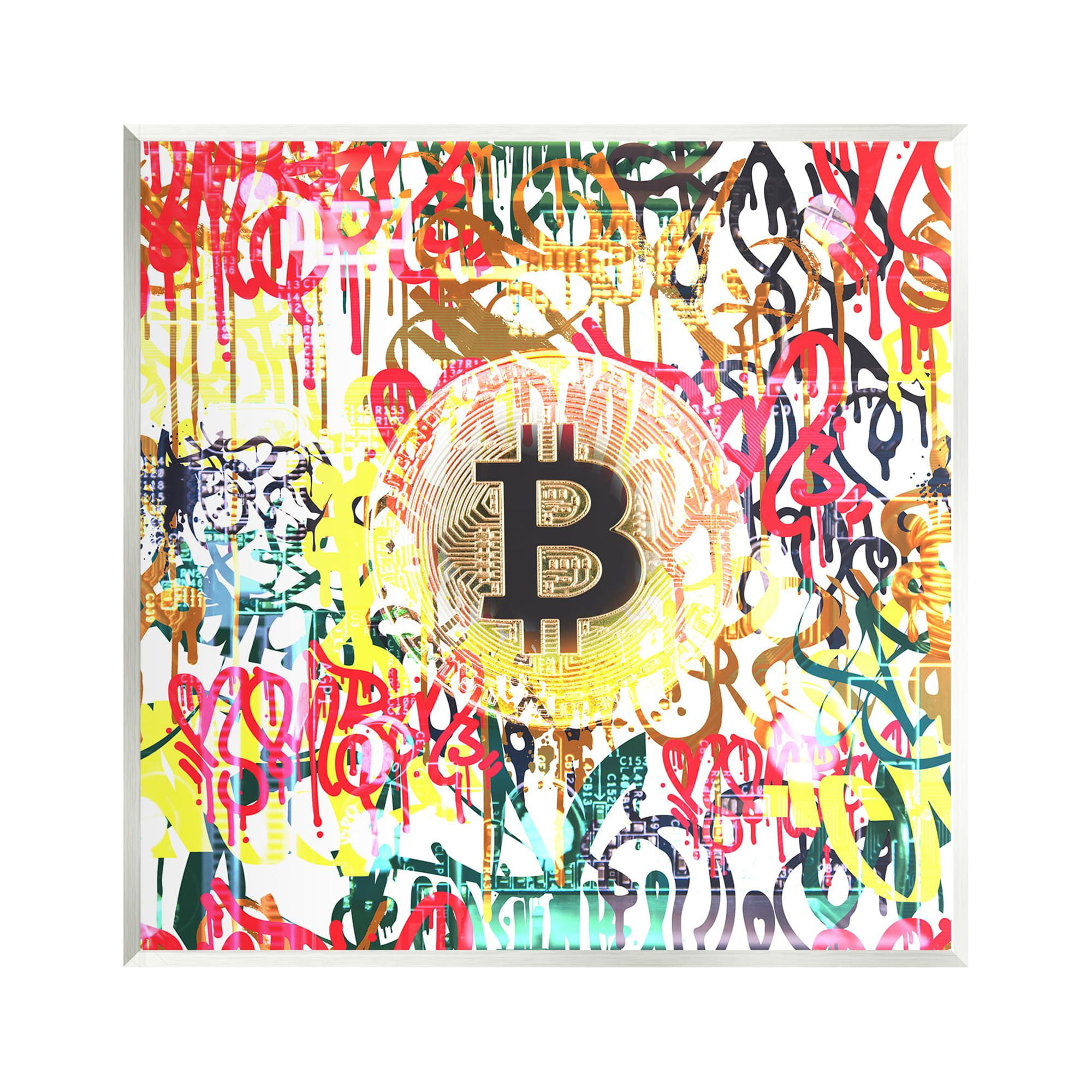 Stupell Urban Graffiti Bitcoin Symbol Beauty & Fashion Painting Wall Plaque Unframed Art Print Wall Art
