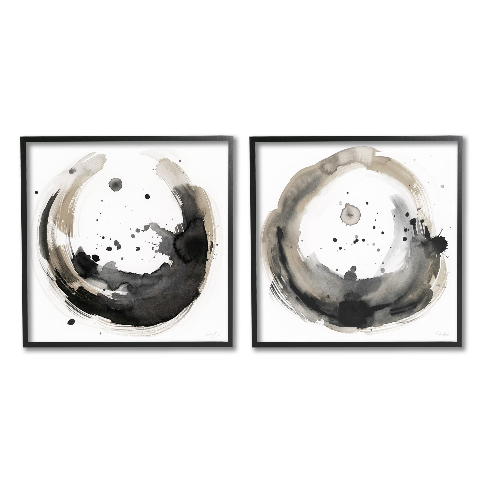 Stupell Urban Infinity Abstract Circles Painting Abstract Painting Black Framed Art Print Wall Art, Set of 2