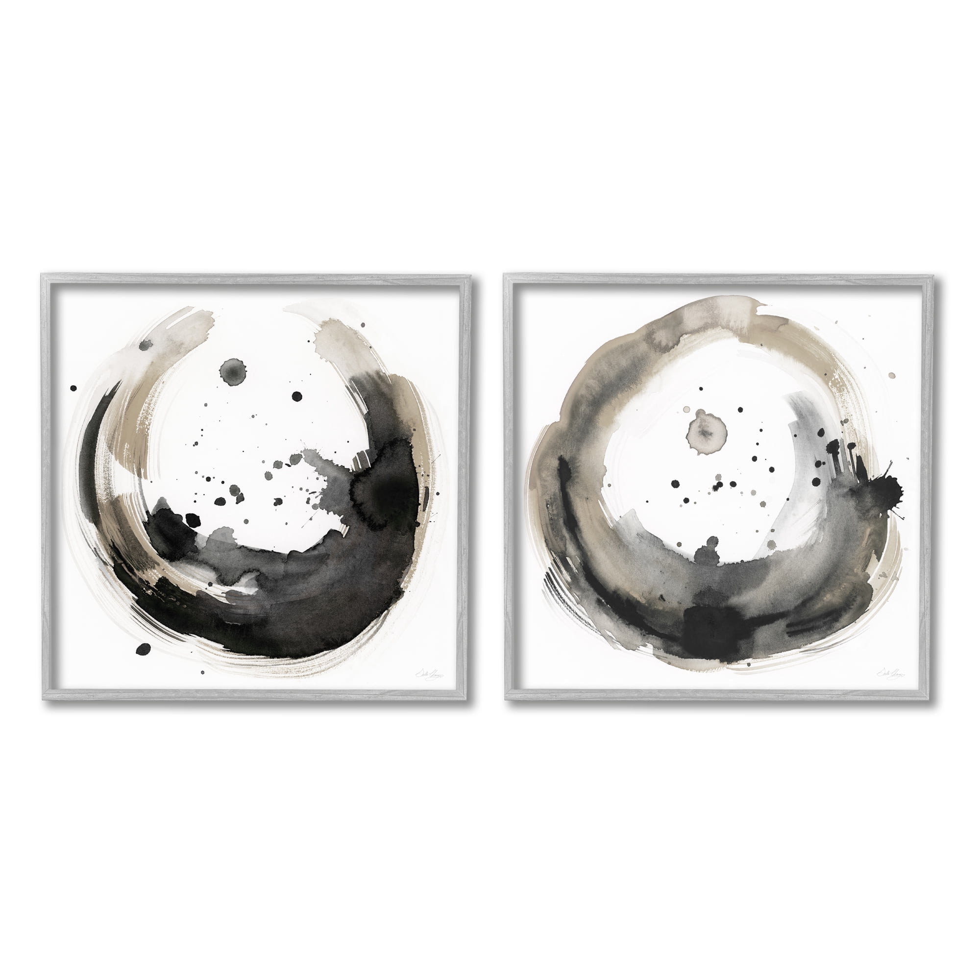 Stupell Urban Infinity Abstract Circles Painting Abstract Painting Gray Framed Art Print Wall Art, Set of 2