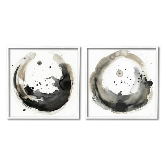 Stupell Urban Infinity Abstract Circles Painting Abstract Painting White Framed Art Print Wall Art, Set of 2