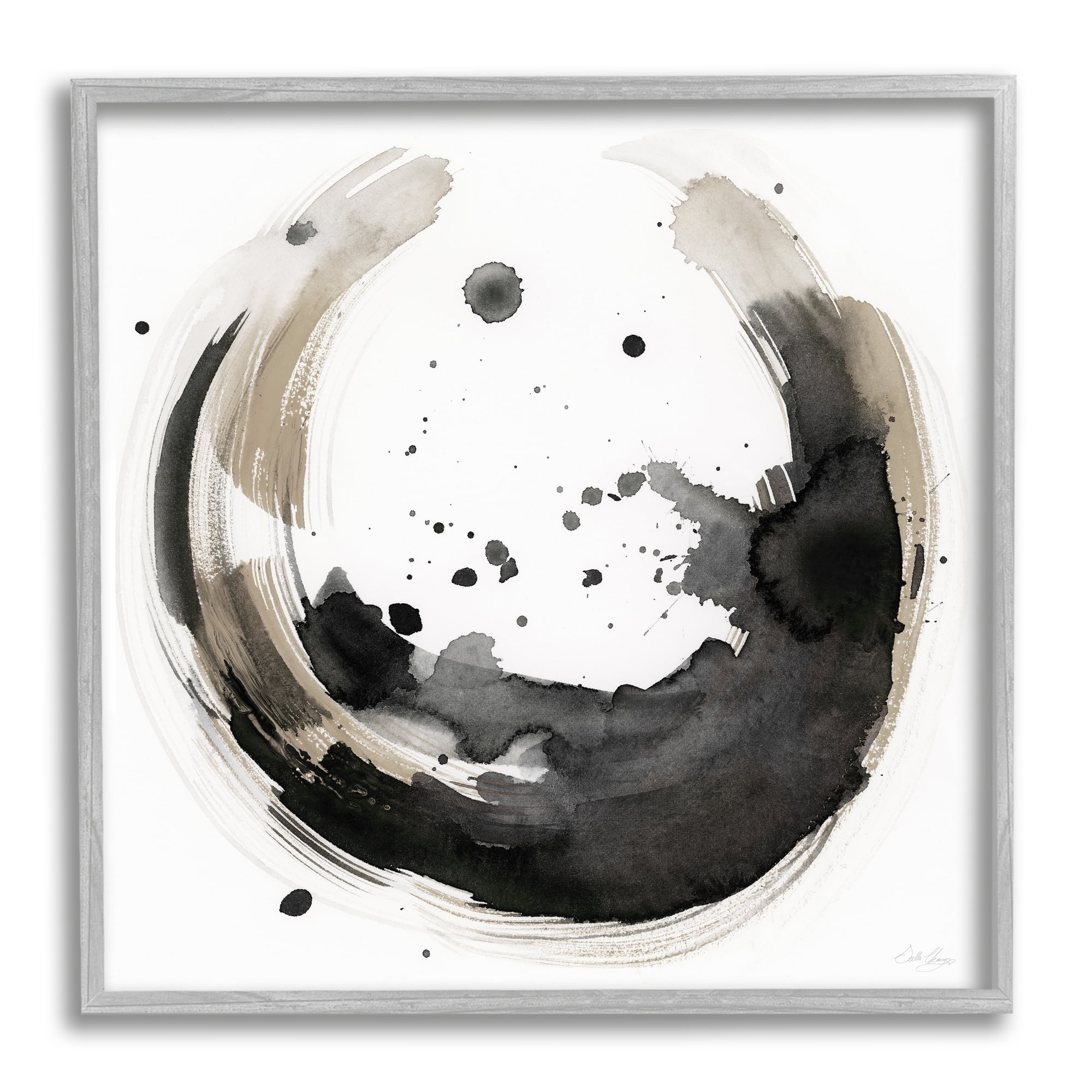 Urban Infinity Gray and Black Abstract Canvas Print with Gray Frame