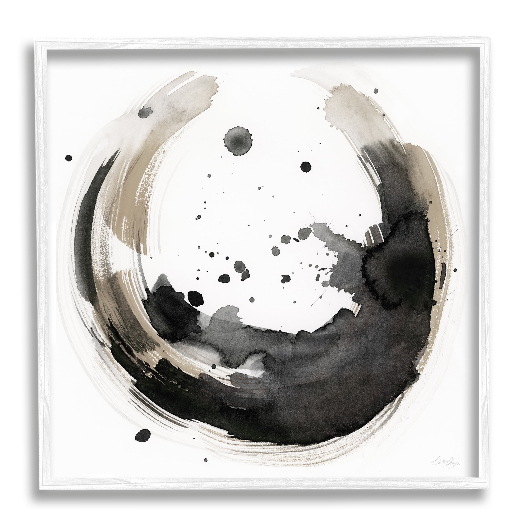 Stupell Urban Infinity Curved Abstract Painting Abstract Painting White Framed Art Print Wall Art