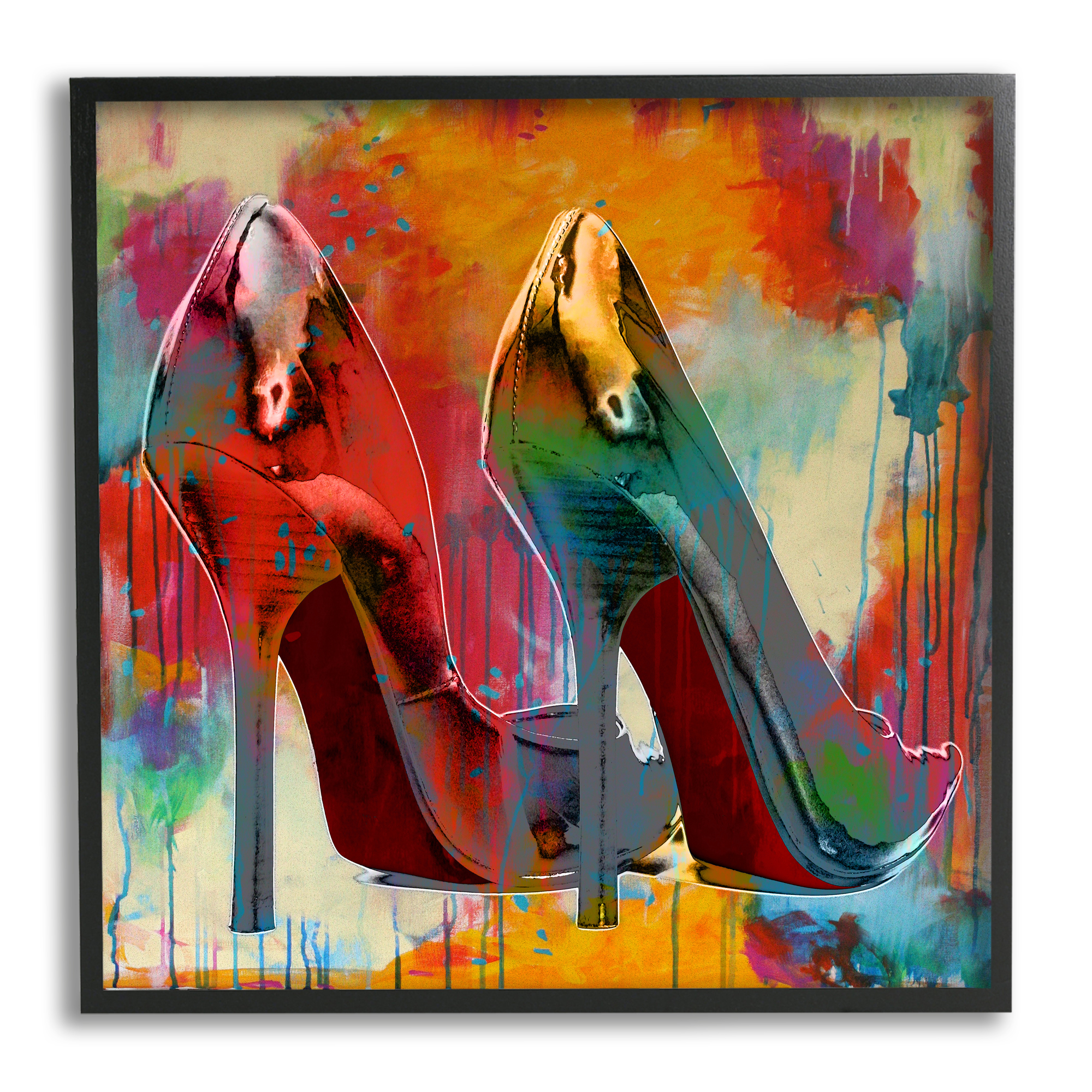 Stupell Urban Style Glam Heels Beauty & Fashion Painting Black Framed Art Print Wall Art
