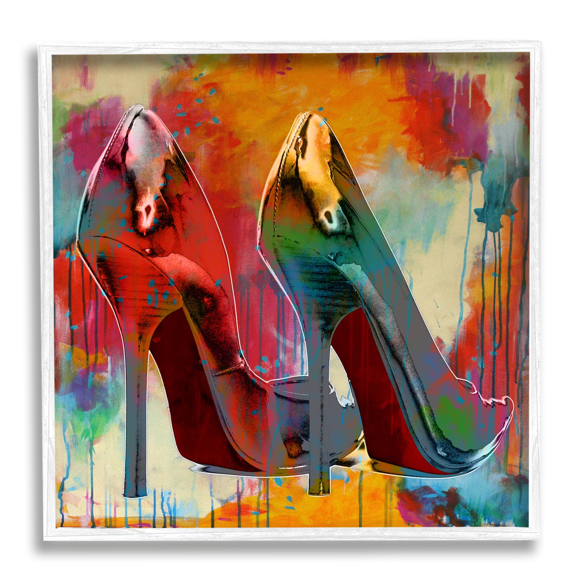 Stupell Urban Style Glam Heels Beauty & Fashion Painting White Framed Art Print Wall Art