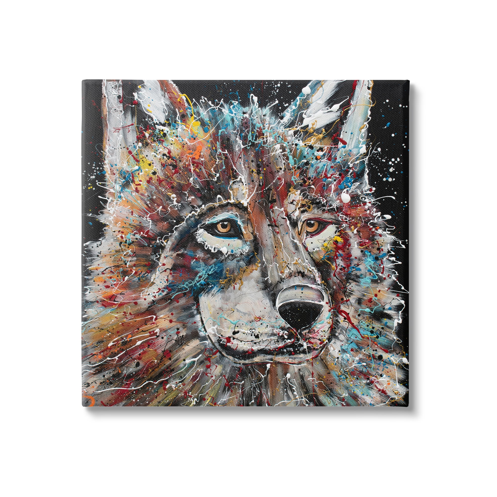 Stupell Urban Wolf Graffiti Face Portrait Animals & Insects Painting Gallery Wrapped Canvas Print Wall Art