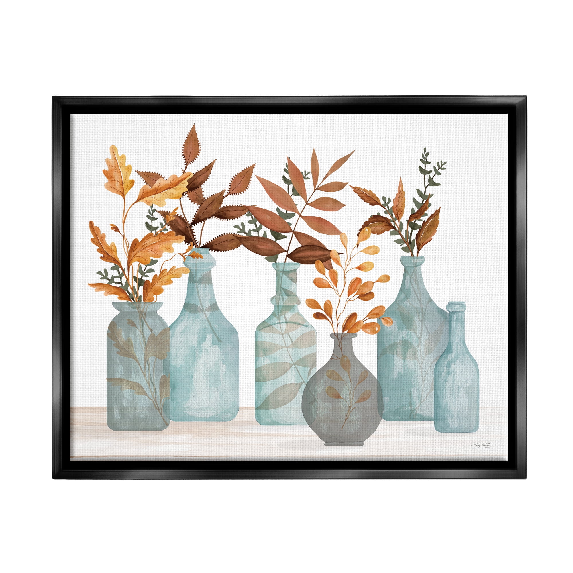 Stupell Varied Botanical Foliage Leaves Botanical & Floral Painting Black Floater Framed Art Print Wall Art