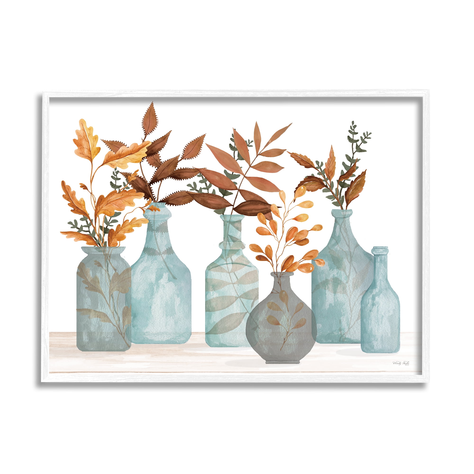 Stupell Varied Botanical Foliage Leaves Botanical & Floral Painting White Framed Art Print Wall Art