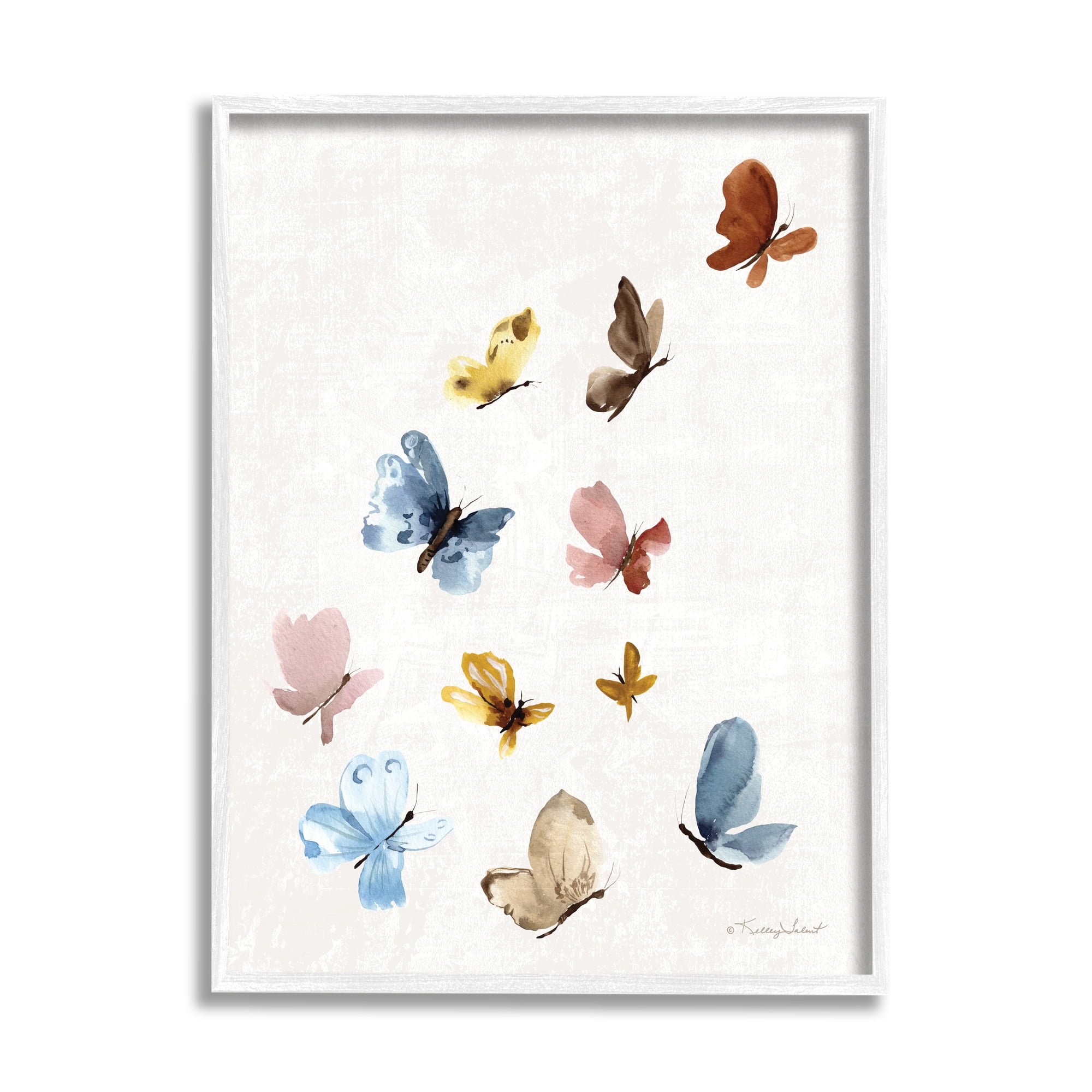 Stupell Varied Butterflies Flutter Nature Animals & Insects Painting White Framed Art Print Wall Art