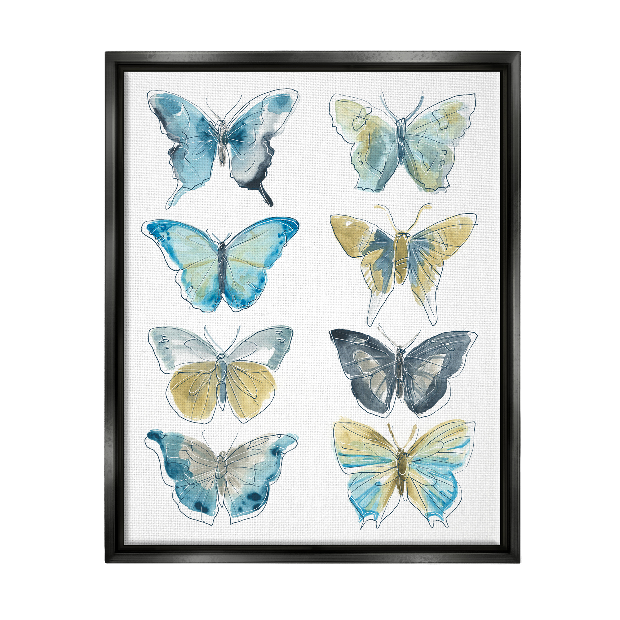 Stupell Varied Butterflies Insect Patterns Animals & Insects Painting Black Floater Framed Art Print Wall Art
