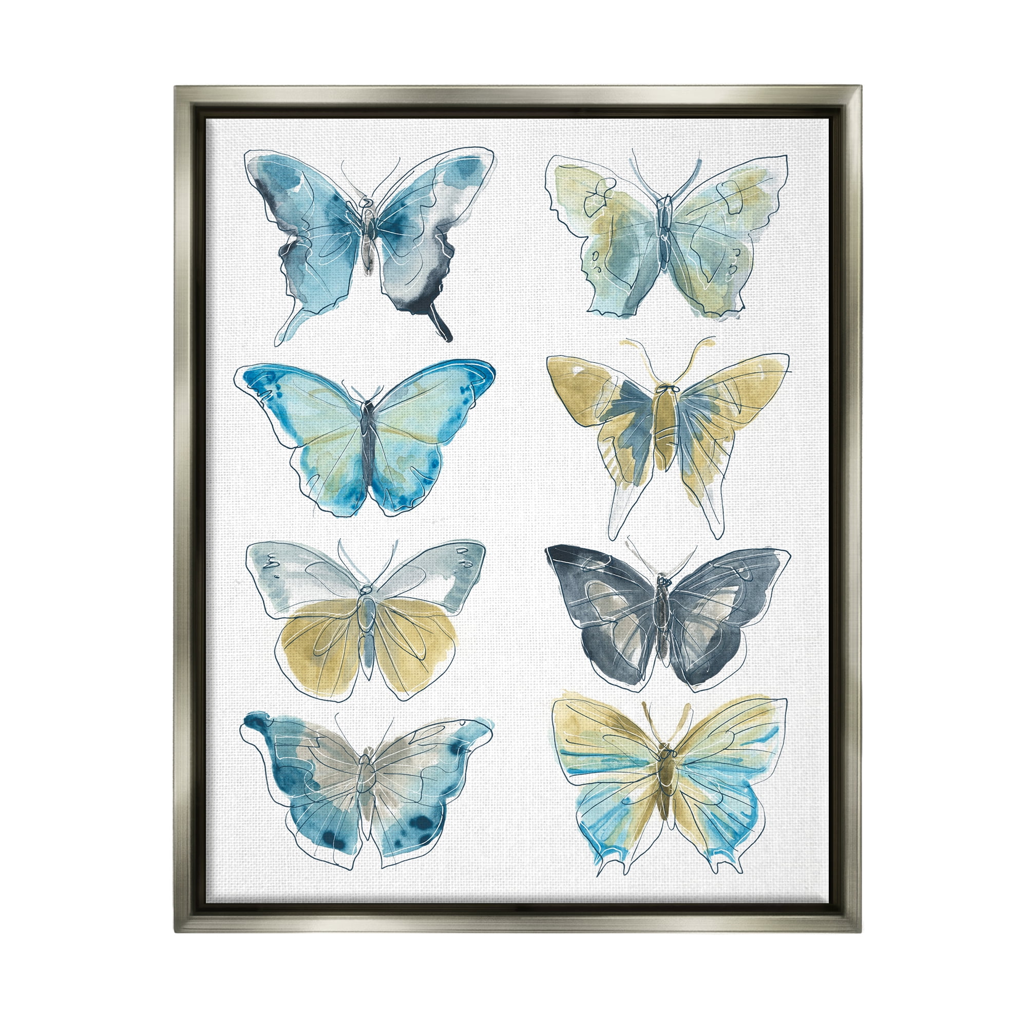 Stupell Varied Butterflies Insect Patterns Animals & Insects Painting Gray Floater Framed Art Print Wall Art