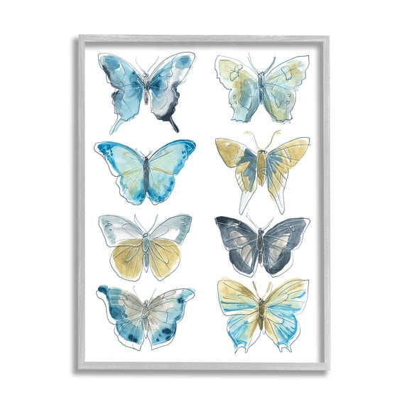 Stupell Varied Butterflies Insect Patterns Animals & Insects Painting Gray Framed Art Print Wall Art