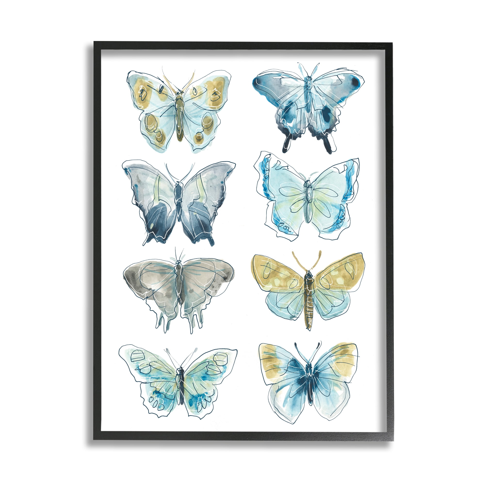 Stupell Varied Butterflies & Moths Insects Animals & Insects Painting Black Framed Art Print Wall Art