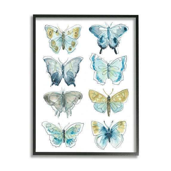 Stupell Varied Butterflies & Moths Insects Animals & Insects Painting Black Framed Art Print Wall Art