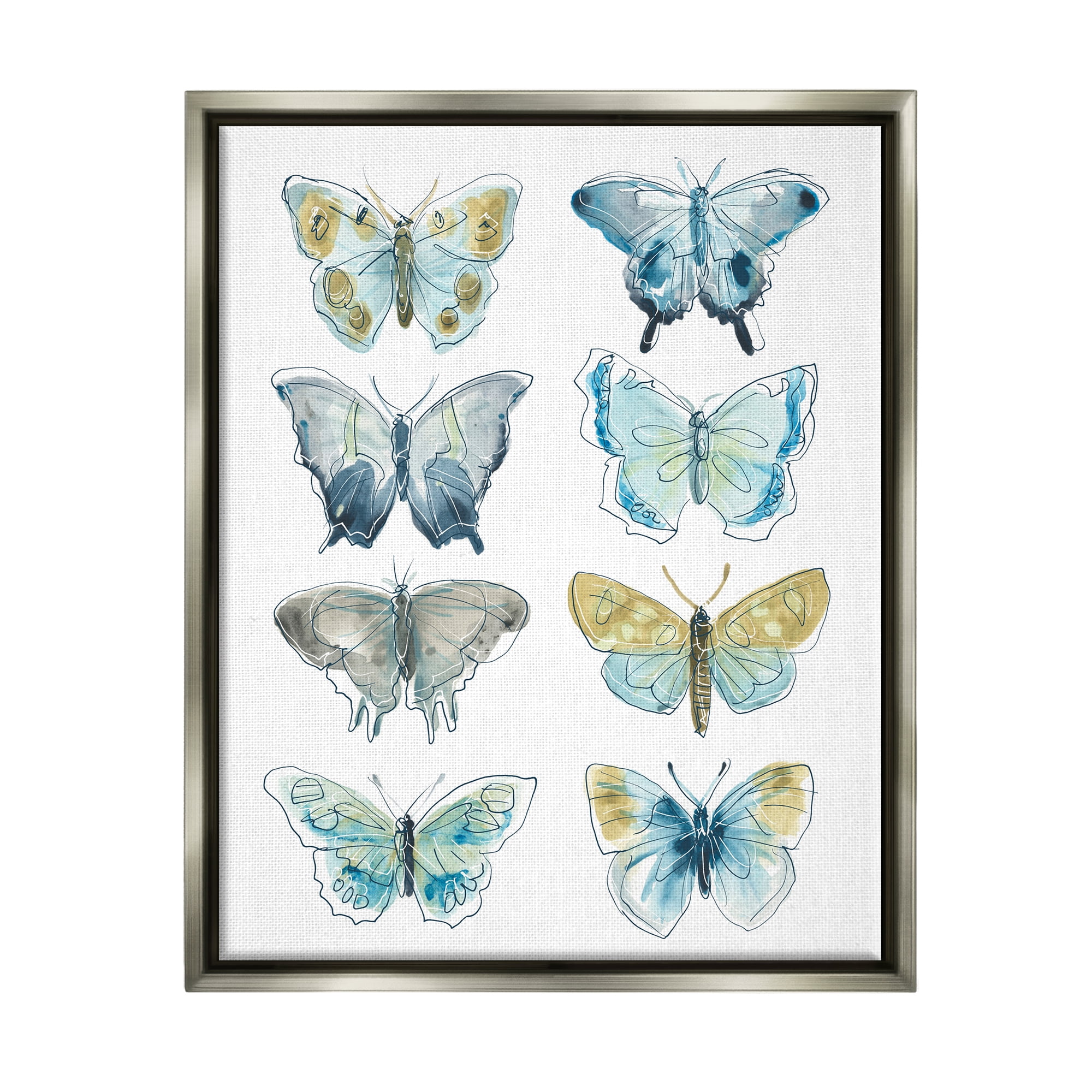 Stupell Varied Butterflies & Moths Insects Animals & Insects Painting Gray Floater Framed Art Print Wall Art
