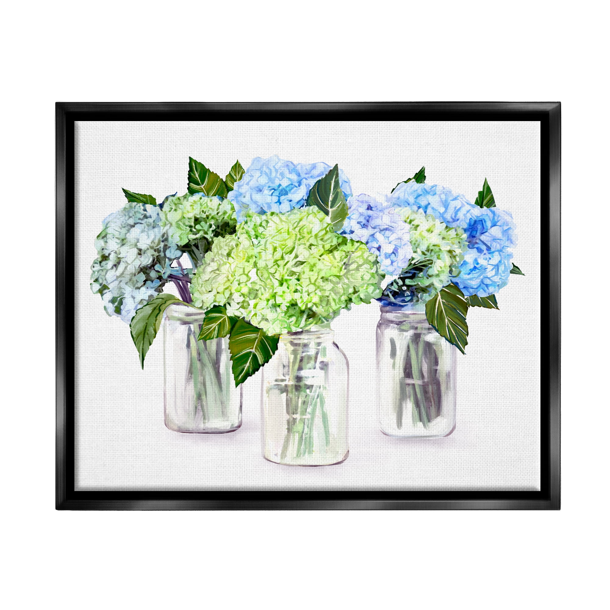 Stupell Varied Floral Hydrangea Jars Botanical & Floral Painting Black Floater Framed Art Print Wall Art
