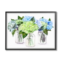 Stupell Varied Floral Hydrangea Jars Botanical & Floral Painting Black Framed Art Print Wall Art