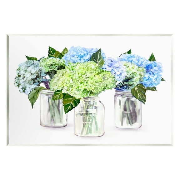 Stupell Varied Floral Hydrangea Jars Botanical & Floral Painting Wall Plaque Unframed Art Print Wall Art