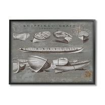 Stupell Various Boats Watercraft Vessels Transportation Painting Black Framed Art Print Wall Art