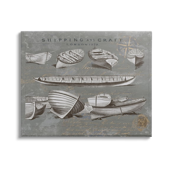 Stupell Various Boats Watercraft Vessels Transportation Painting Gallery Wrapped Canvas Print Wall Art
