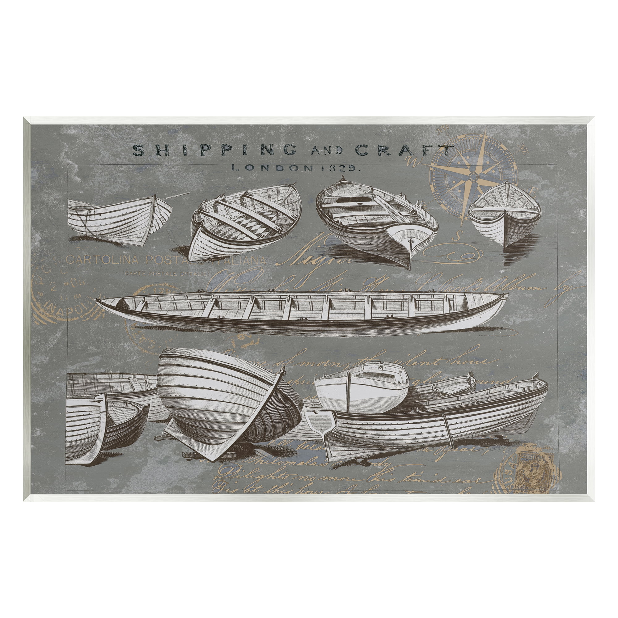 Stupell Various Boats Watercraft Vessels Transportation Painting Wall Plaque Unframed Art Print Wall Art