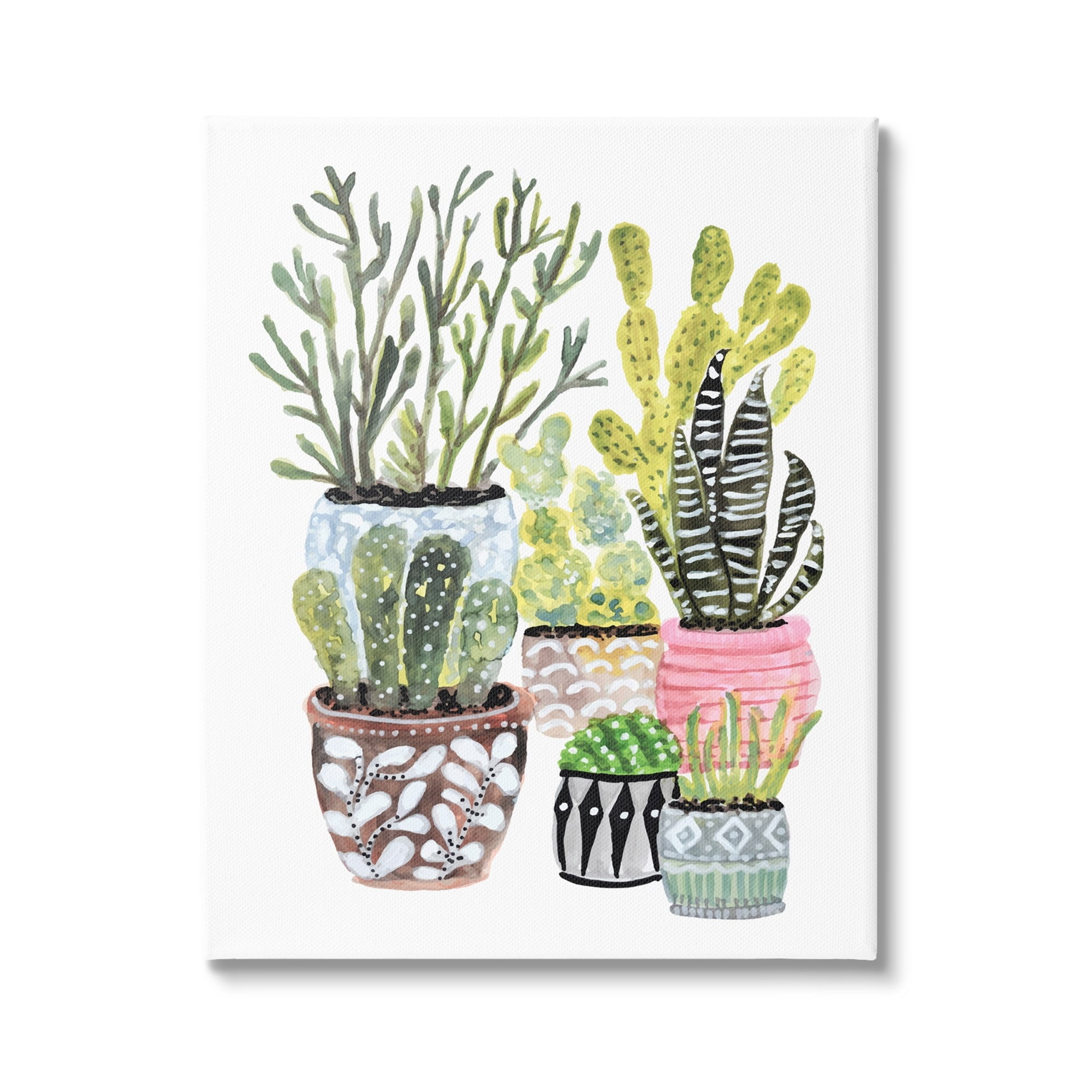 Stupell Various Cactus House Plants Botanical & Floral Painting Gallery Wrapped Canvas Print Wall Art