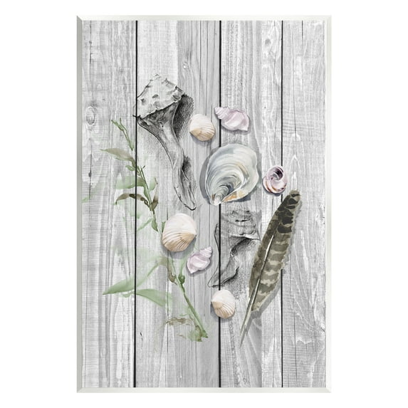 Stupell Various Sea Life Coastal Shells Landscape Painting Wall Plaque Unframed Art Print Wall Art