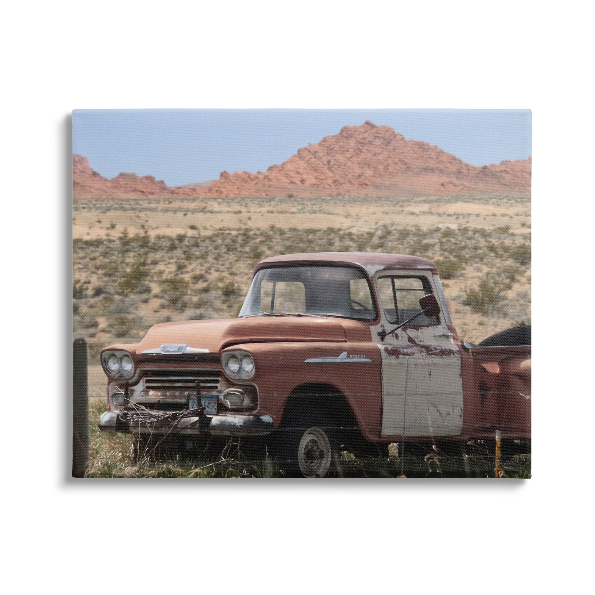 Stupell Vast Desert Mountains Vintage Truck Transportation Photography Gallery Wrapped Canvas Print Wall Art