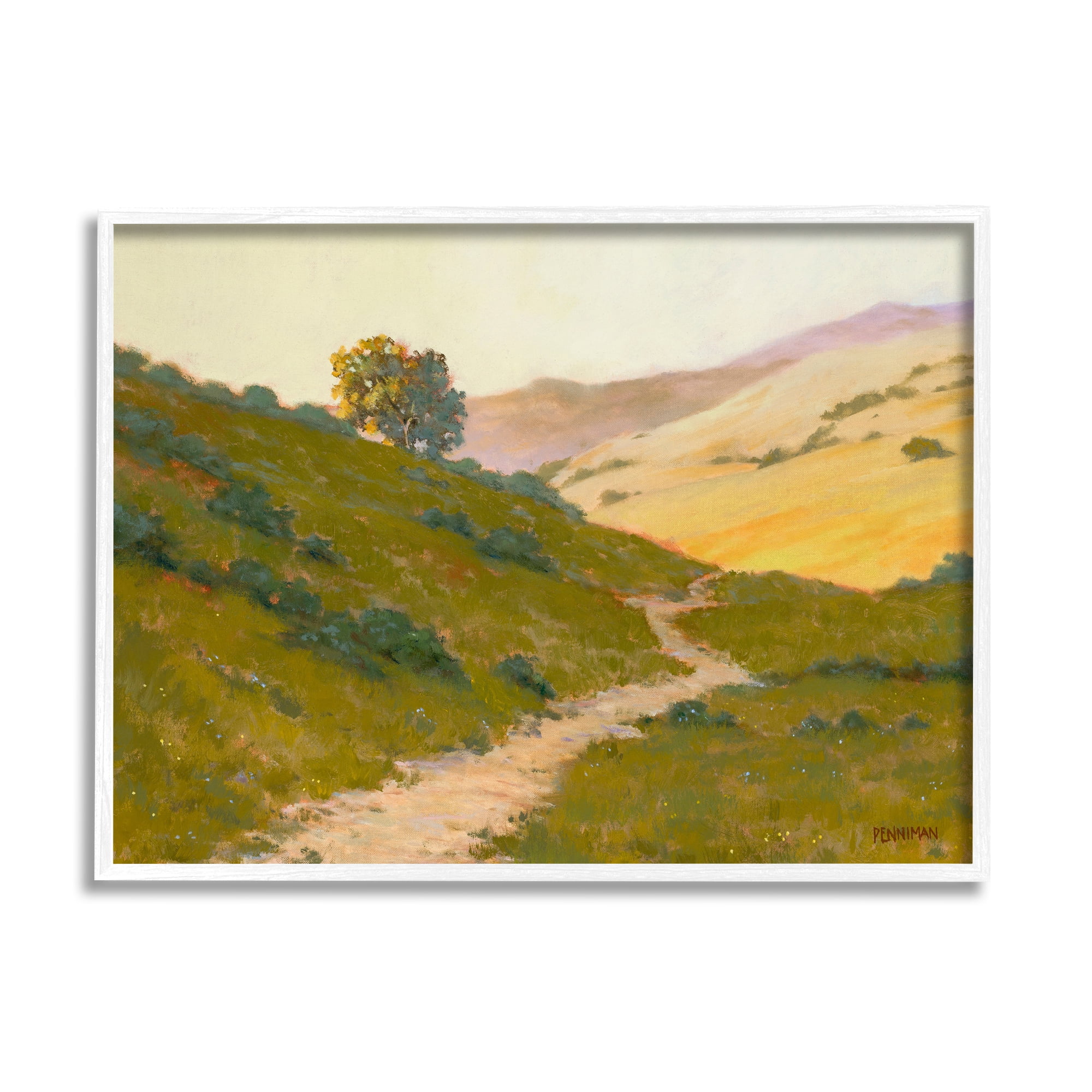 Stupell Vast Rural Landscape Path Landscape Painting White Framed Art ...