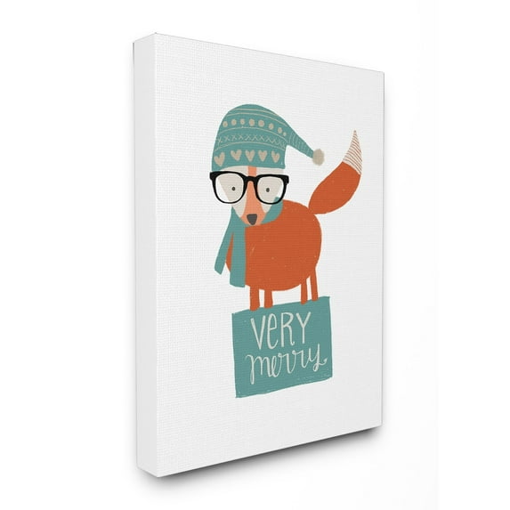 Stupell Very Merry Hipster Woodland Animal Stretched Canvas Wall Art 30 x 40
