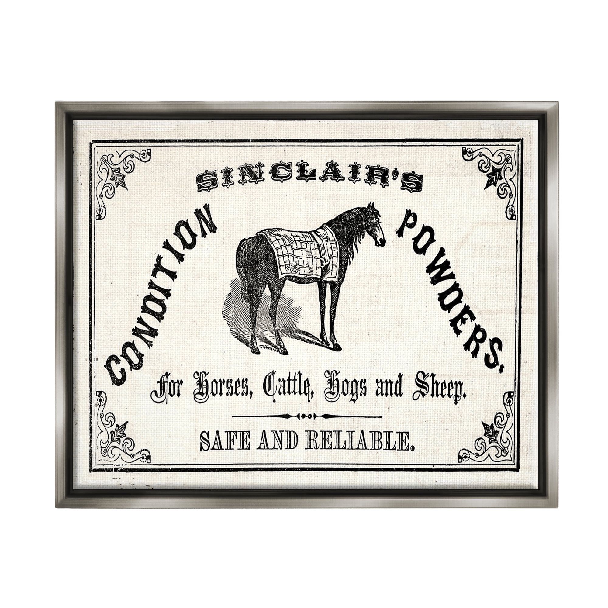 Stupell Vintage Condition Powders Farm Animal Nature Painting Gray Floater Framed Art Print Wall Art
