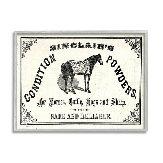 Stupell Vintage Condition Powders Farm Animal Nature Painting Gray Framed Art Print Wall Art