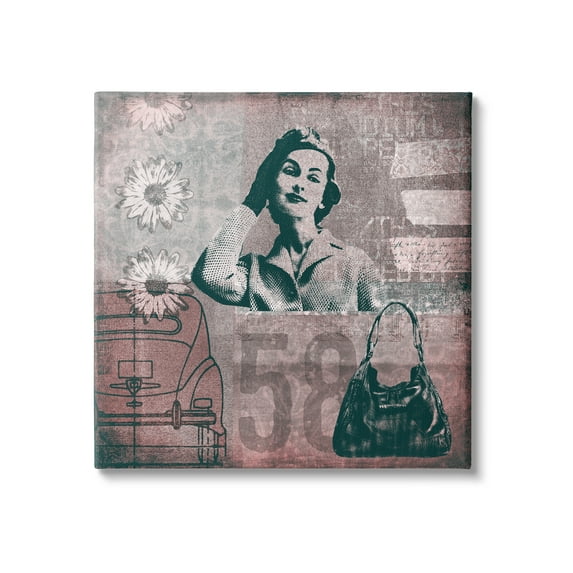 Stupell Vintage Fashion Woman Collage Abstract Painting Gallery Wrapped Canvas Print Wall Art