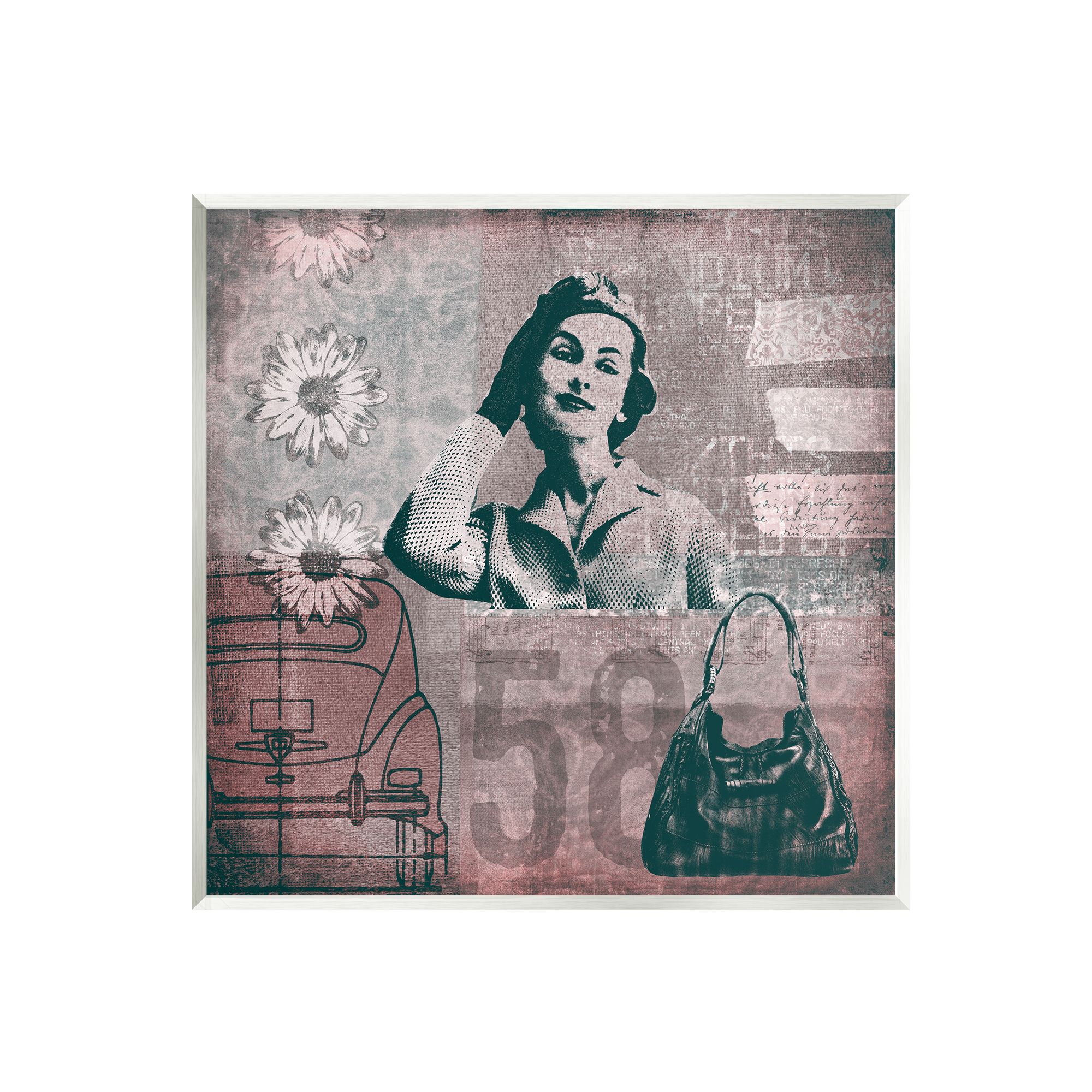 Stupell Vintage Fashion Woman Collage Abstract Painting Wall Plaque Unframed Art Print Wall Art