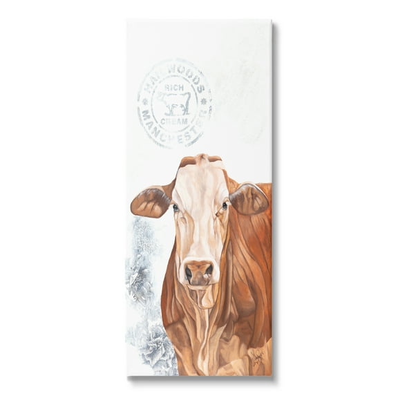 Stupell Vintage Fresh Cream Farm Cow Animals & Insects Painting Gallery Wrapped Canvas Print Wall Art