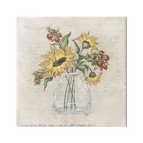 Stupell Vintage Mixed Sunflower Arrangement Botanical & Floral Painting Gallery Wrapped Canvas Print Wall Art