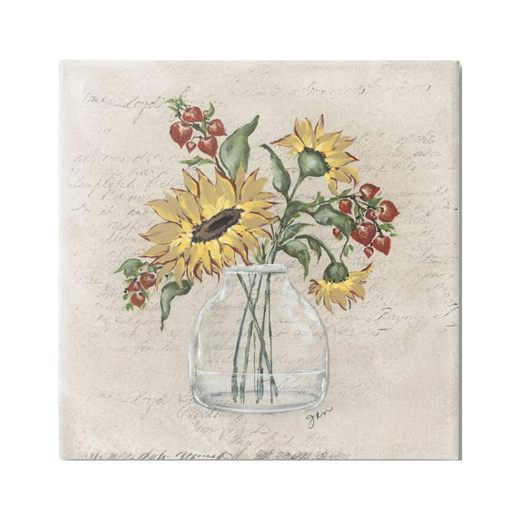 Stupell Vintage Mixed Sunflower Arrangement Botanical & Floral Painting Gallery Wrapped Canvas Print Wall Art