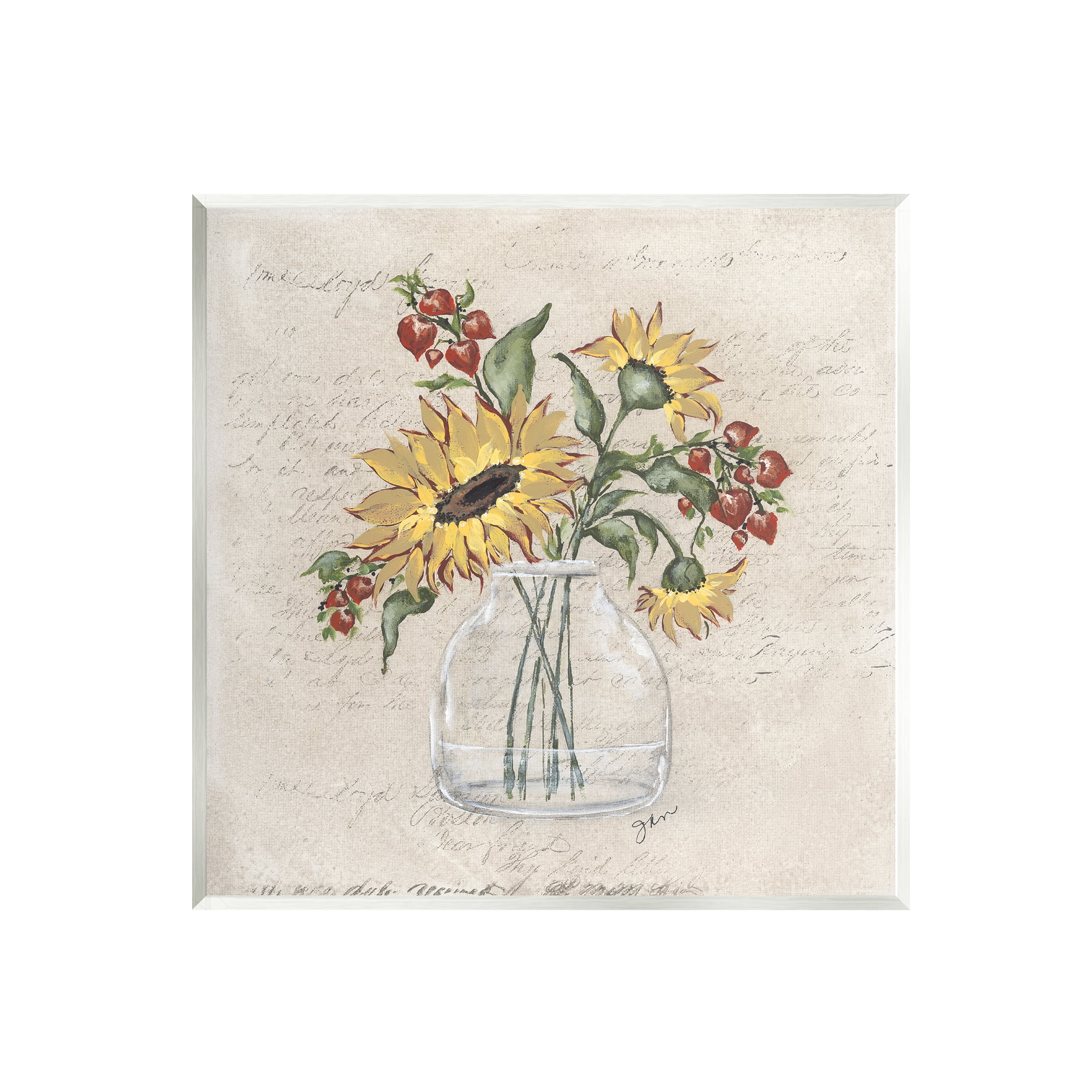 Stupell Vintage Mixed Sunflower Arrangement Botanical & Floral Painting Wall Plaque Unframed Art Print Wall Art