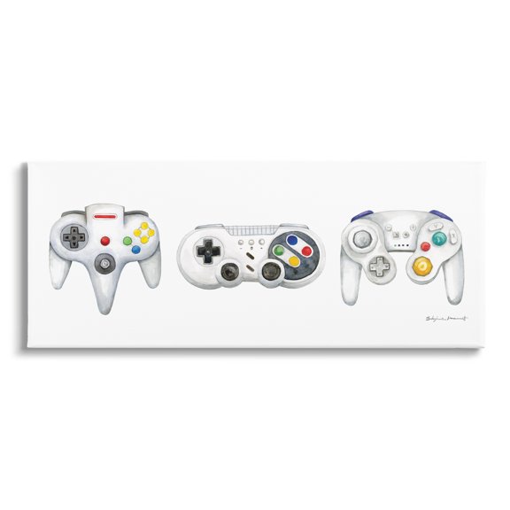 Stupell Vintage Video Game Controllers Beauty & Fashion Painting Gallery Wrapped Canvas Print Wall Art