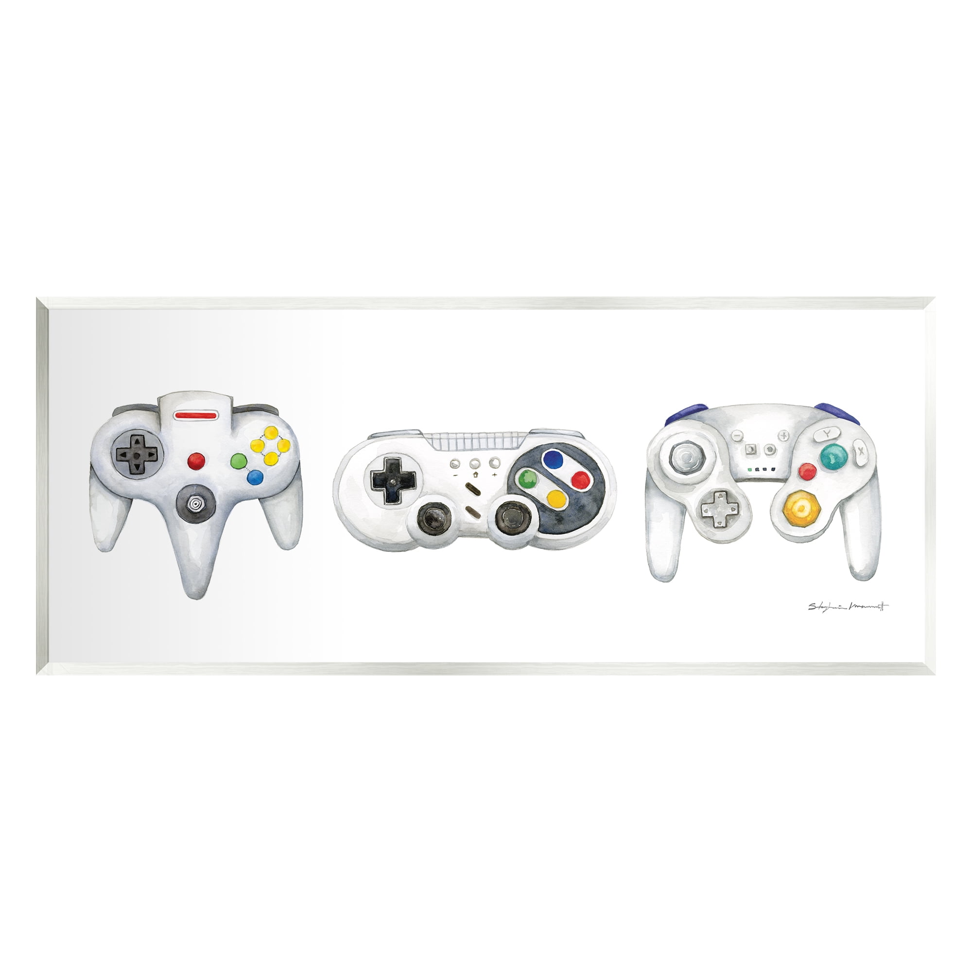 Stupell Vintage Video Game Controllers Beauty & Fashion Painting Wall Plaque Unframed Art Print Wall Art