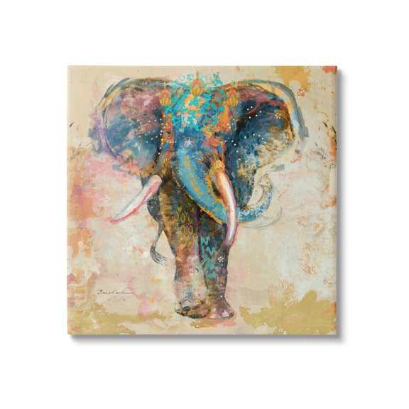 Stupell Vivid Elephant Collage Pattern Animals & Insects Painting Gallery Wrapped Canvas Print Wall Art