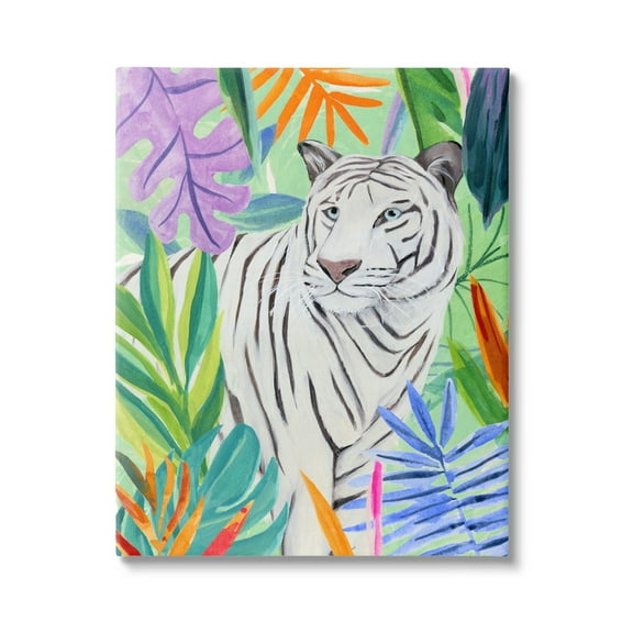 Stupell Vivid Nature Tiger Plant Leaves Animals & Insects Painting Gallery Wrapped Canvas Print Wall Art