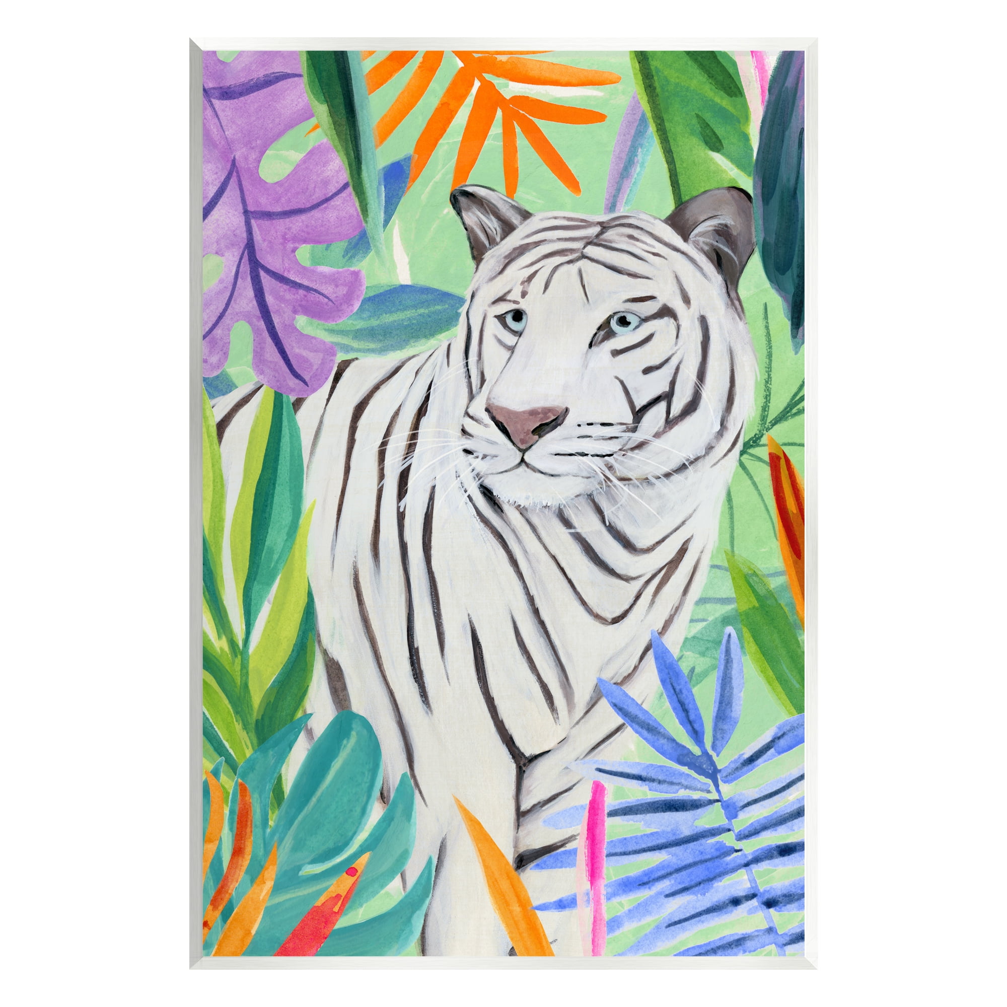 Stupell Vivid Nature Tiger Plant Leaves Animals & Insects Painting Wall Plaque Unframed Art Print Wall Art