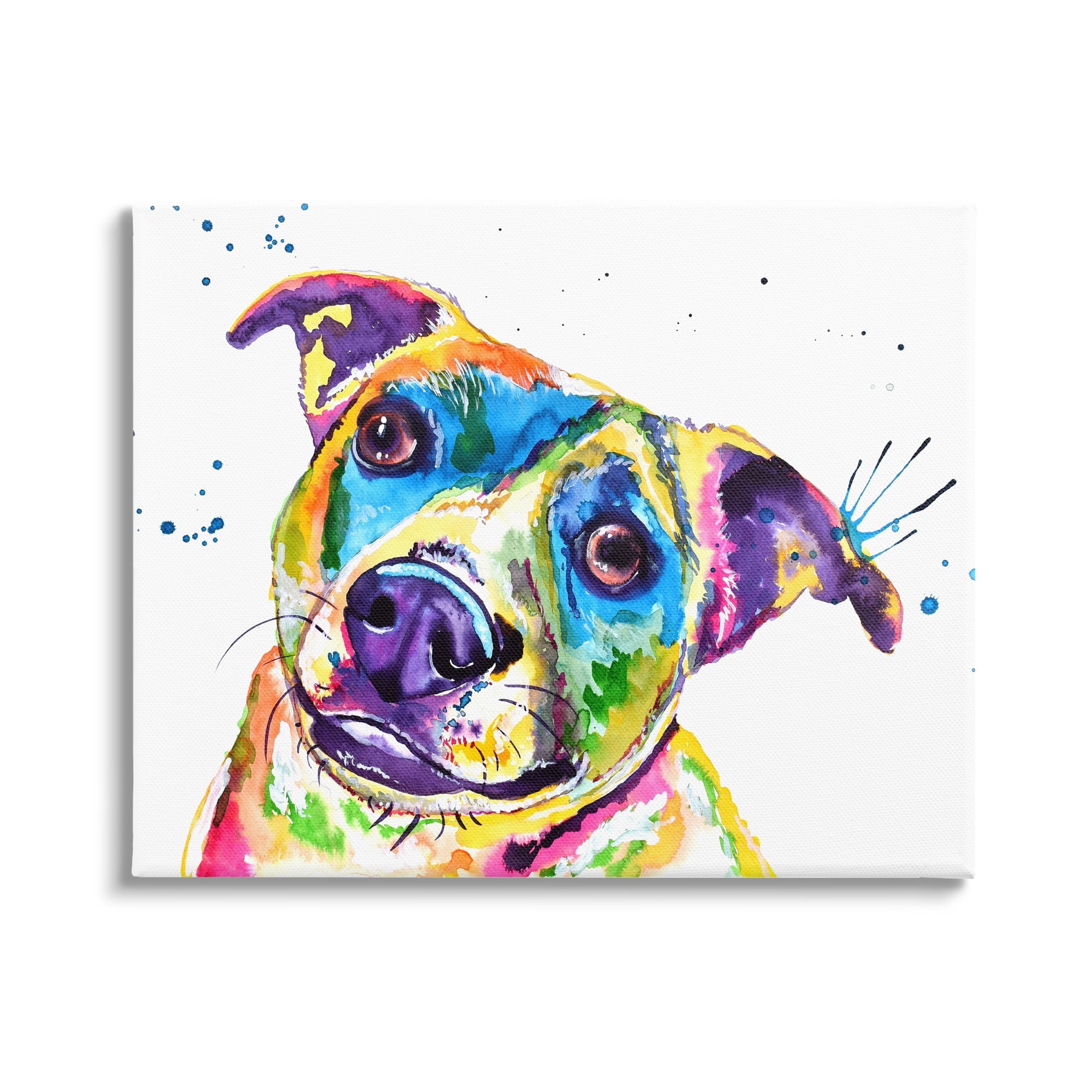 Stupell Vivid Rainbow Dog Pet Portrait Animals & Insects Painting Gallery Wrapped Canvas Print Wall Art