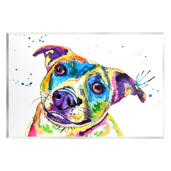 Stupell Vivid Rainbow Dog Pet Portrait Animals & Insects Painting Wall Plaque Unframed Art Print Wall Art