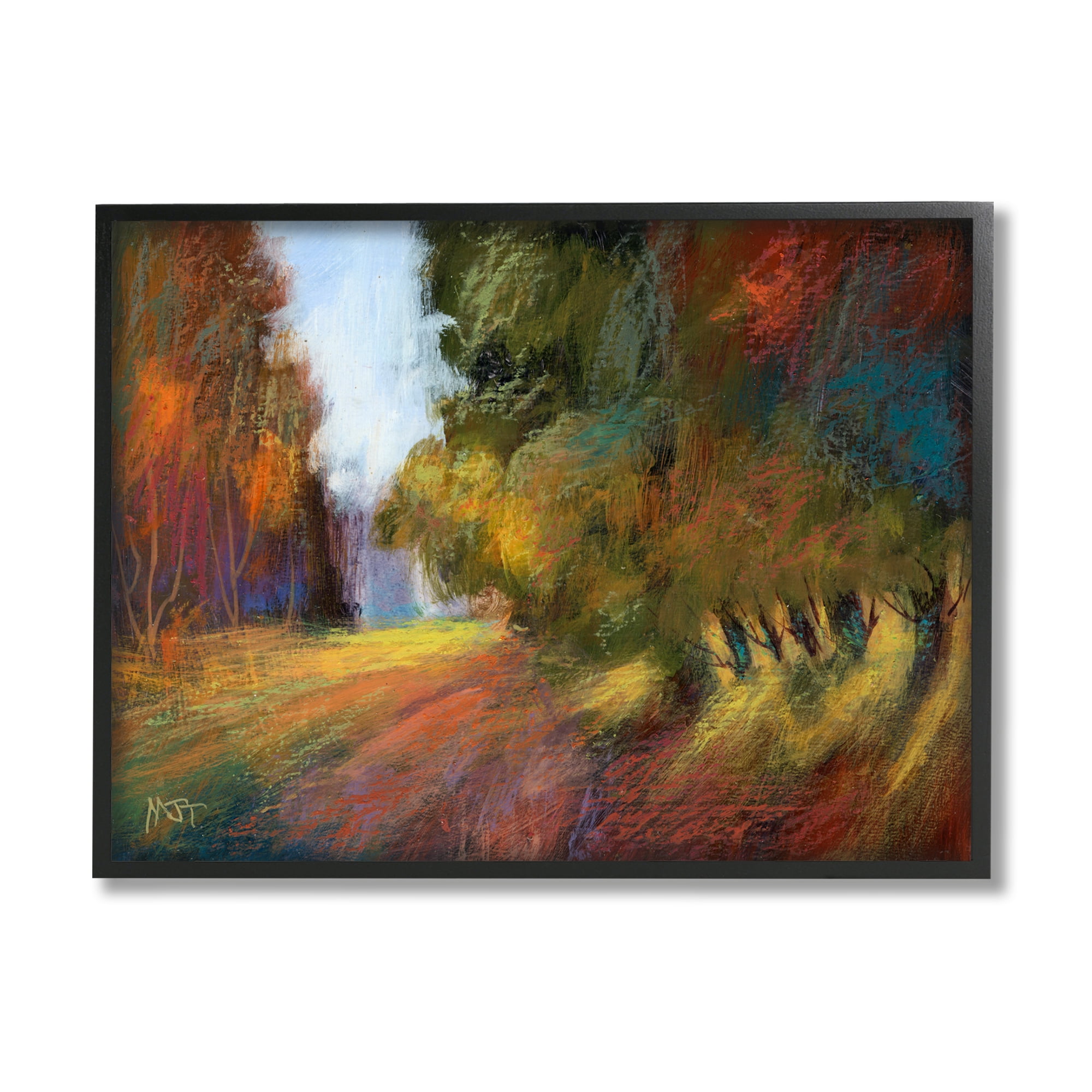 Stupell Vivid Tree Grove Clearing Landscape Painting Black Framed Art Print Wall Art