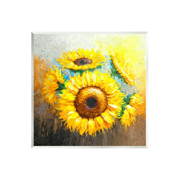 Stupell Vivid Yellow Sunflowers Impressionist Style Botanical & Floral Painting Wall Plaque Unframed Art Print Wall Art