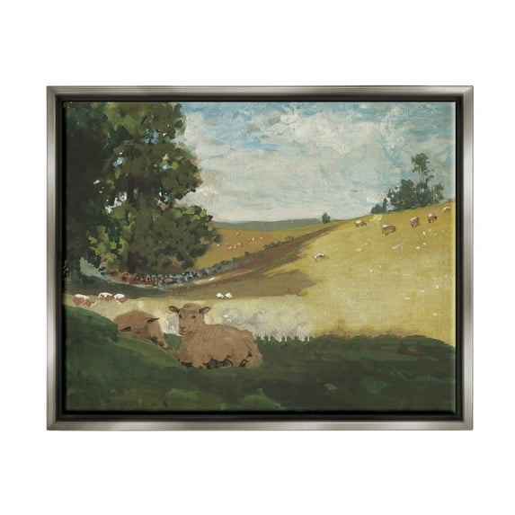 Stupell Warm Afternoon Winslow Homer Classic Landscape Painting Gray Floater Framed Art Print Wall Art
