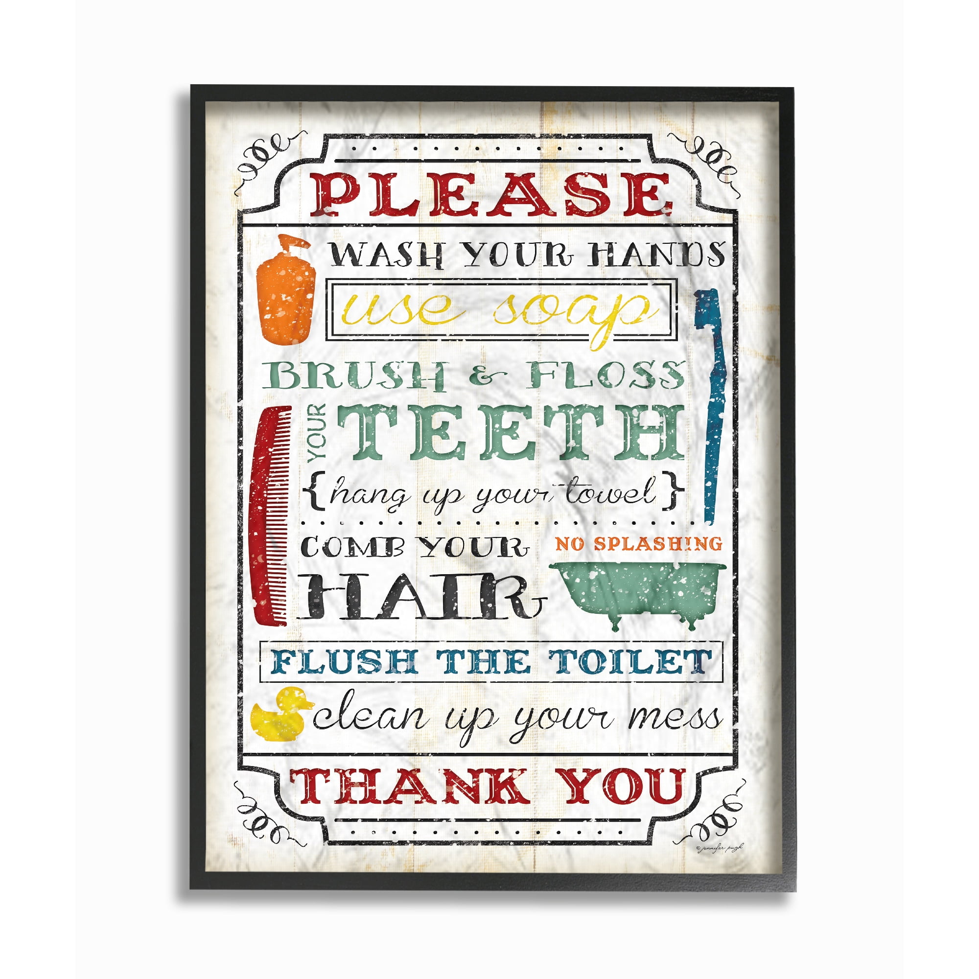 Stupell  'Wash Your Hands' Framed Giclee Texturized Art 16 x 20