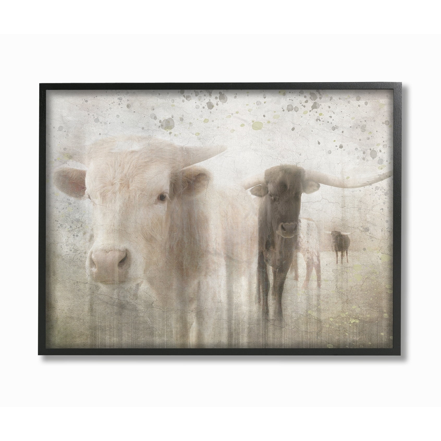 Stupell Washed Out Distressed Surface Rustic Cow Pasture Framed Art, 11 x 14 - Multi-Color 16 x 20